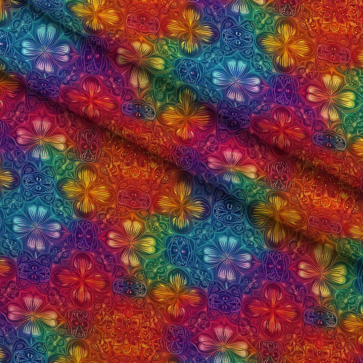 Prismatic Kaleidoscope Pattern 6 Fleece Fabric — fleece fabric folded close-up preview (mv-fleece-v1:lying)