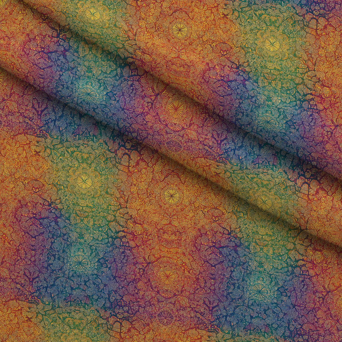 Prismatic Kaleidoscope Pattern 9 Fleece Fabric — fleece fabric folded close-up preview (mv-fleece-v1:lying)
