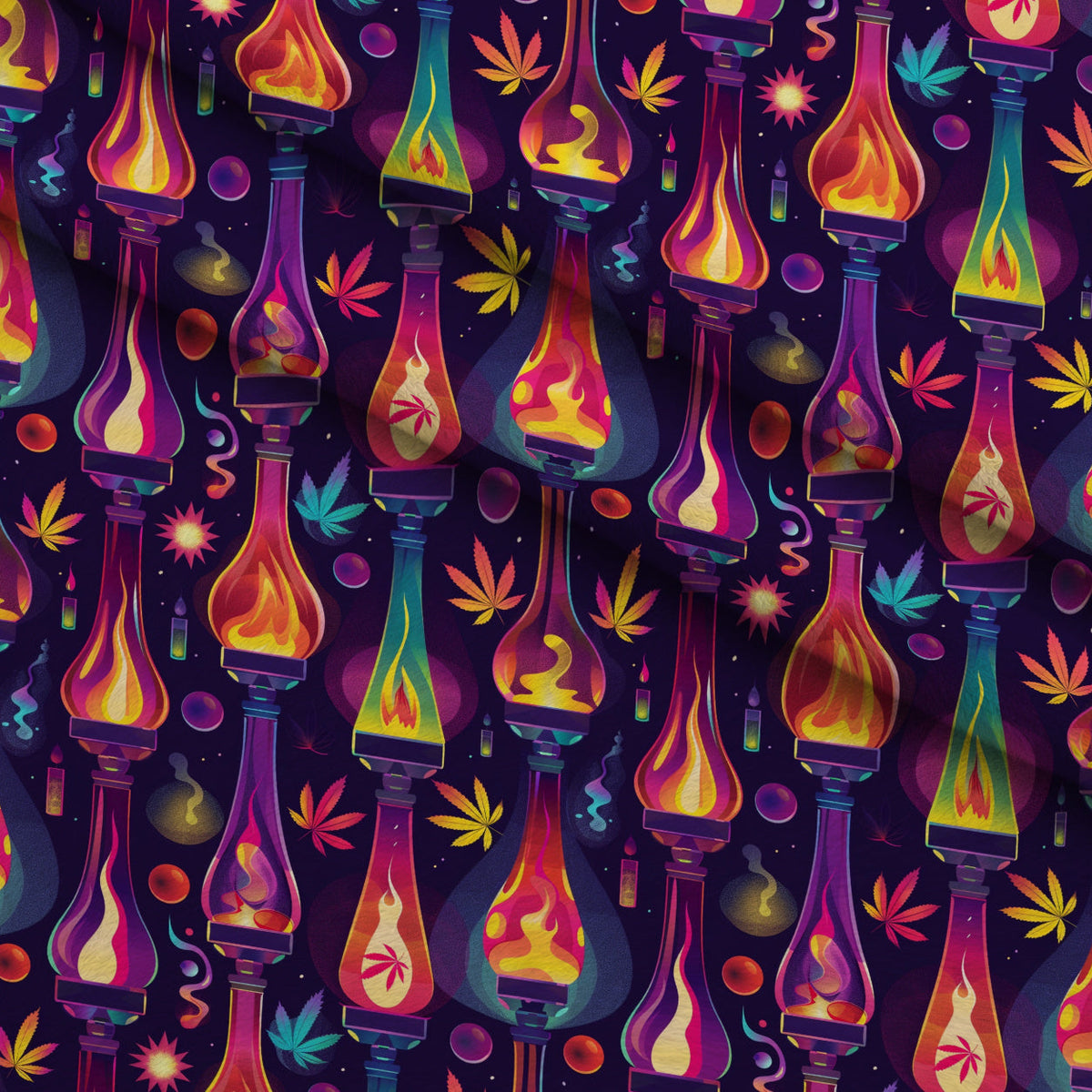 Psychedelic Glow Pattern 12 Fleece Fabric — fleece fabric folded close-up preview (mv-fleece-v1:lying)