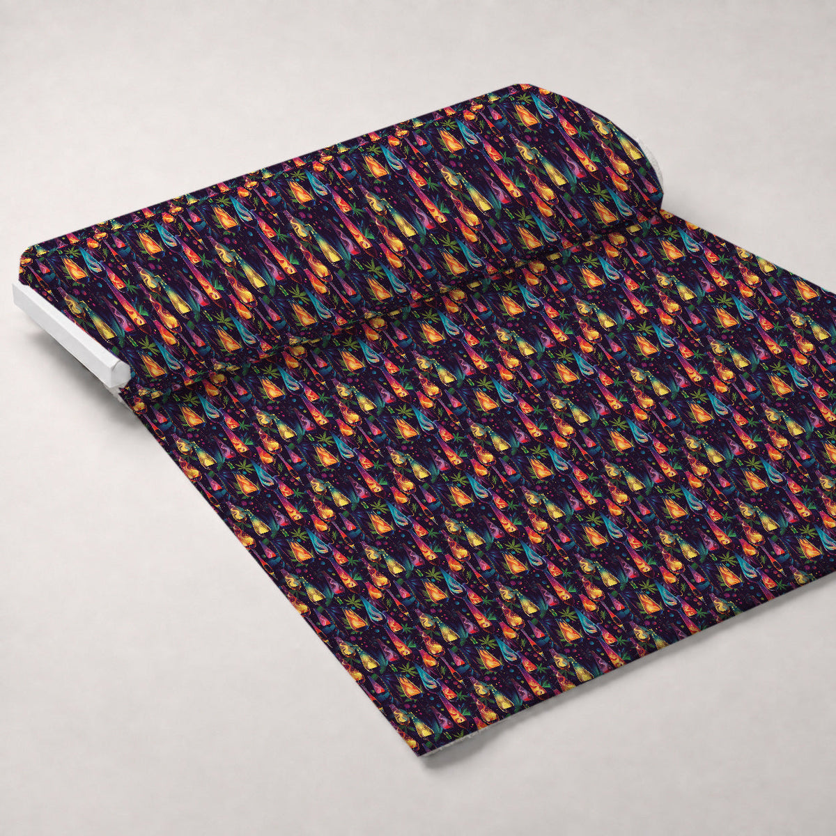 Psychedelic Glow Pattern 14 Fleece Fabric — fleece fabric unrolled bolt preview (mv-fleece-v1:bolt)