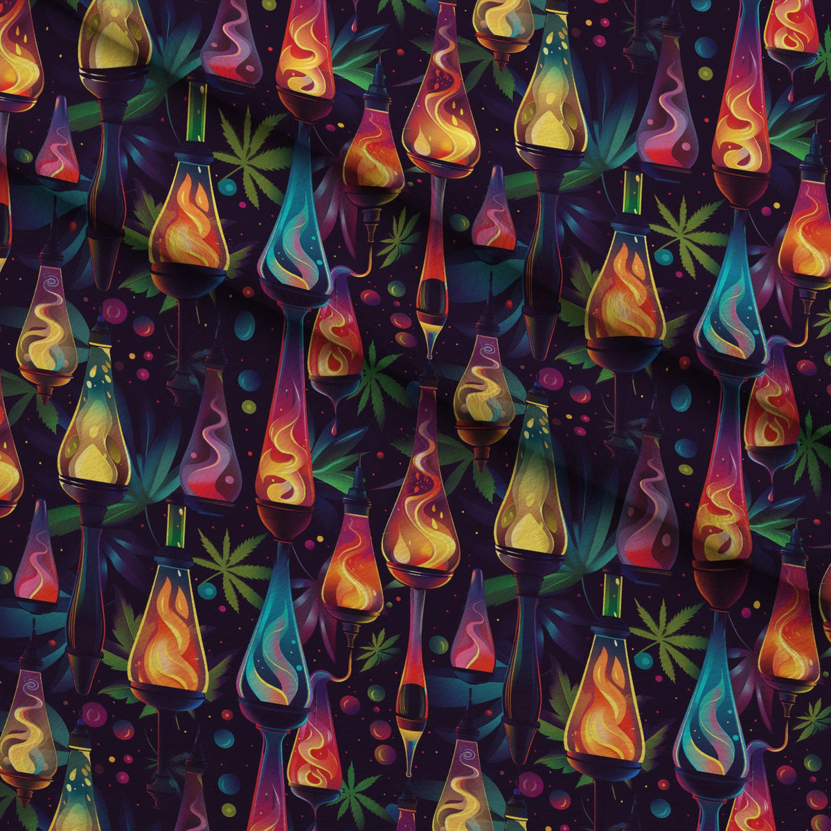 Psychedelic Glow Pattern 14 Fleece Fabric — fleece fabric folded close-up preview (mv-fleece-v1:lying)
