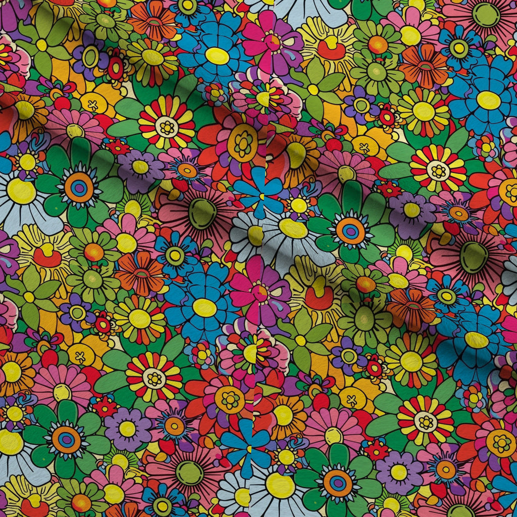 Psychedelic Petals Pattern 12 Fleece Fabric — fleece fabric folded close-up preview (mv-fleece-v1:lying)