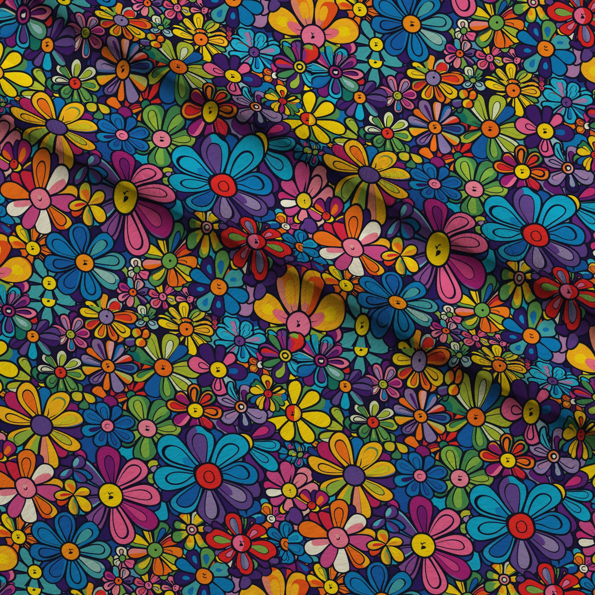 Psychedelic Petals Pattern 4 Fleece Fabric — fleece fabric folded close-up preview (mv-fleece-v1:lying)