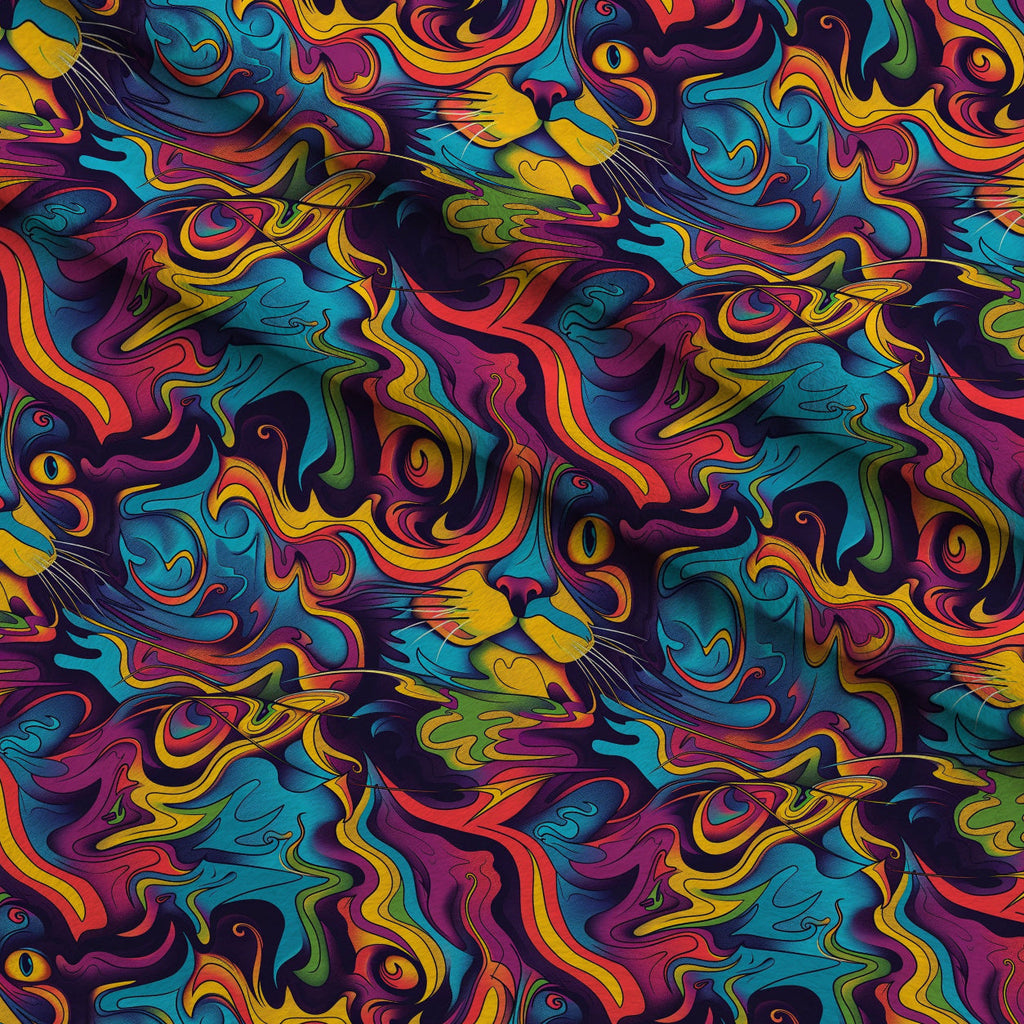 Psychedelic Whiskers Pattern 1 Fleece Fabric — fleece fabric folded close-up preview (mv-fleece-v1:lying)