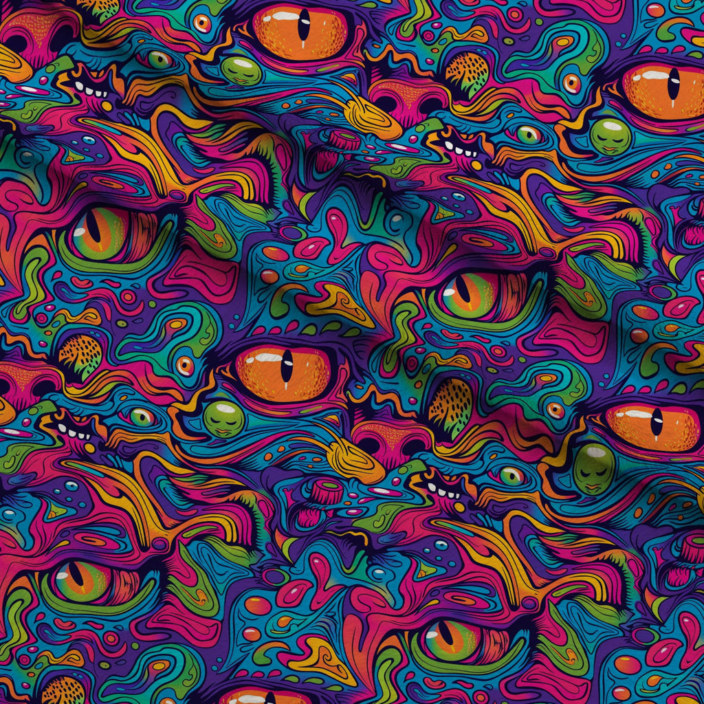 Psychedelic Whiskers Pattern 13 Fleece Fabric — fleece fabric folded close-up preview (mv-fleece-v1:lying)
