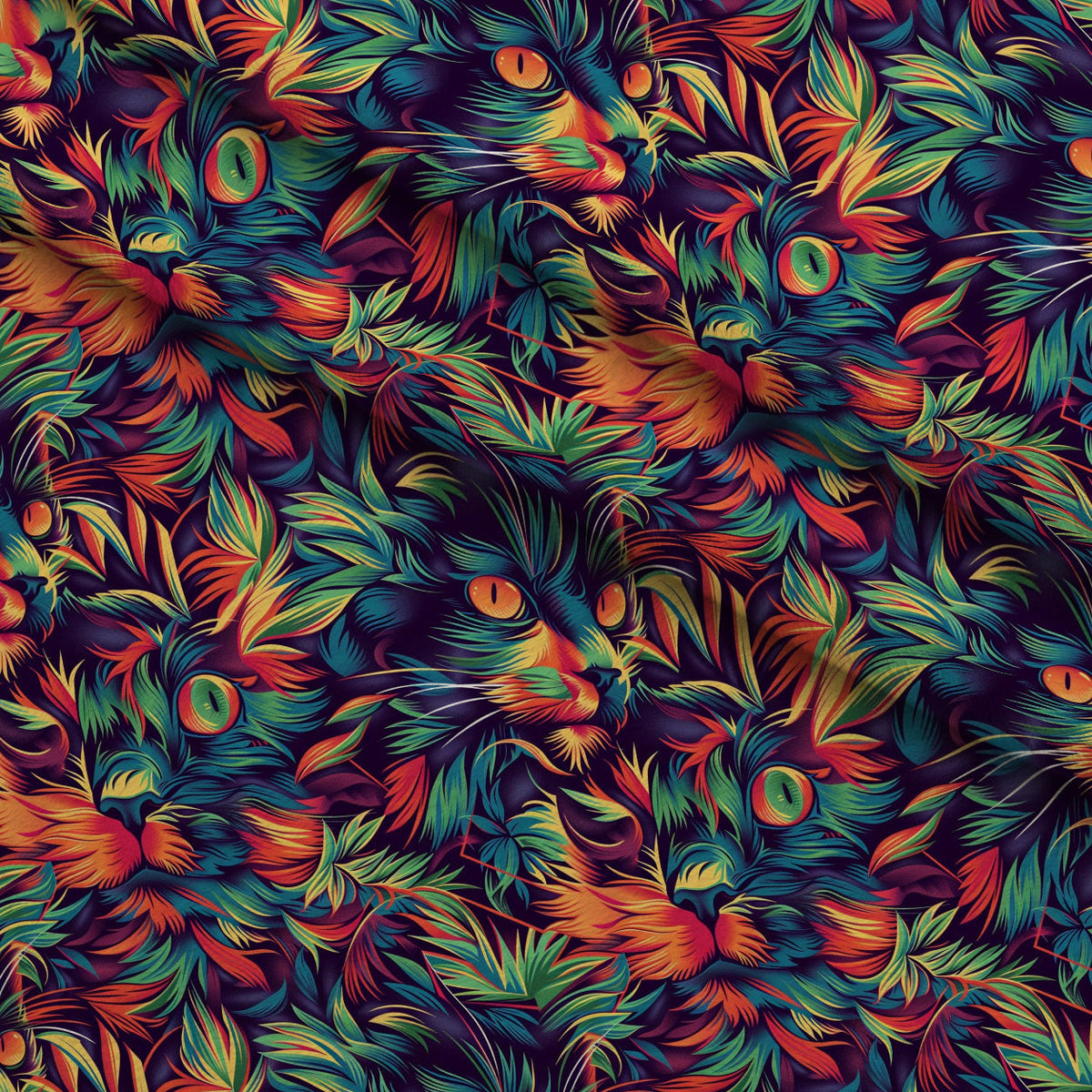 Psychedelic Whiskers Pattern 4 Fleece Fabric — fleece fabric folded close-up preview (mv-fleece-v1:lying)