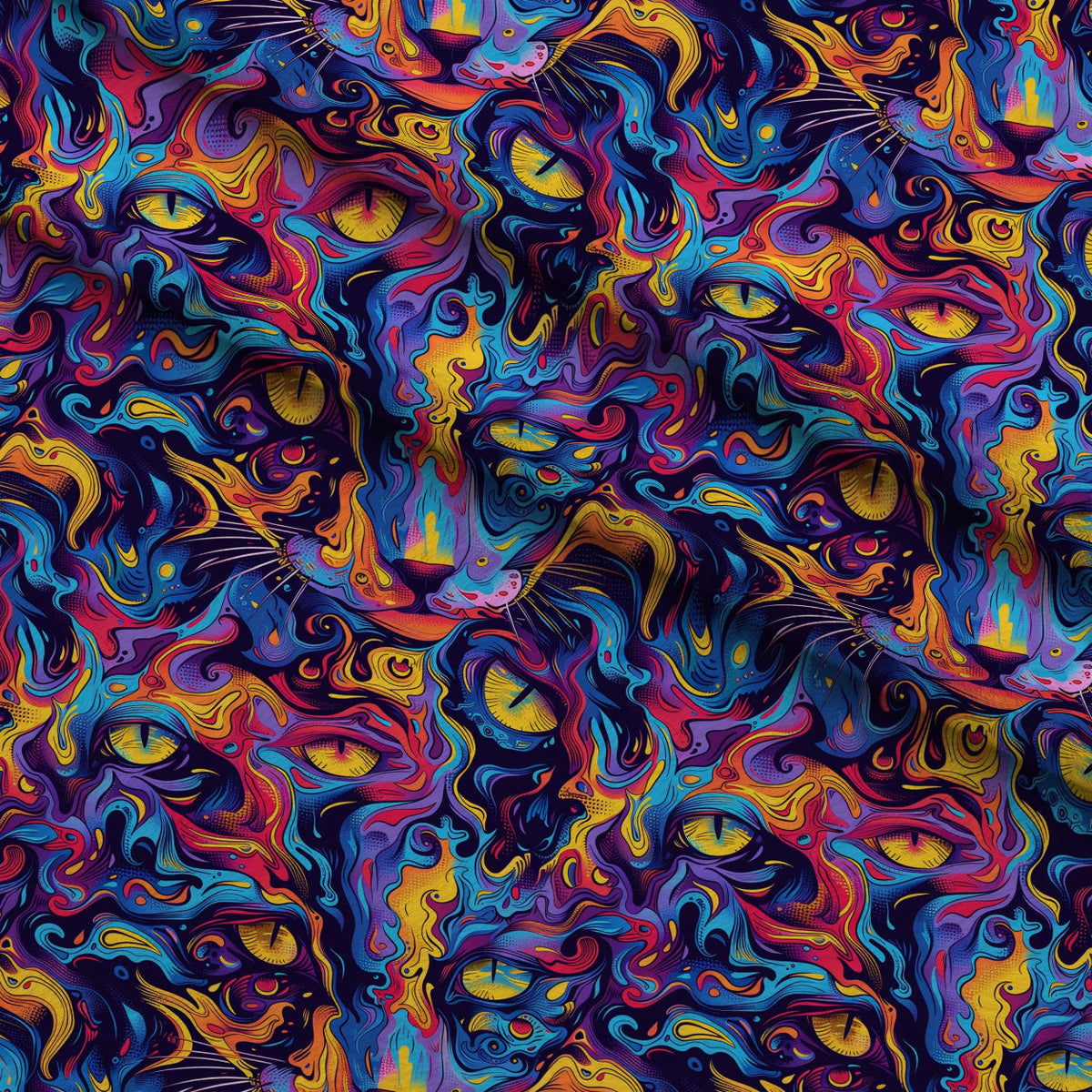 Psychedelic Whiskers Pattern 6 Fleece Fabric — fleece fabric folded close-up preview (mv-fleece-v1:lying)