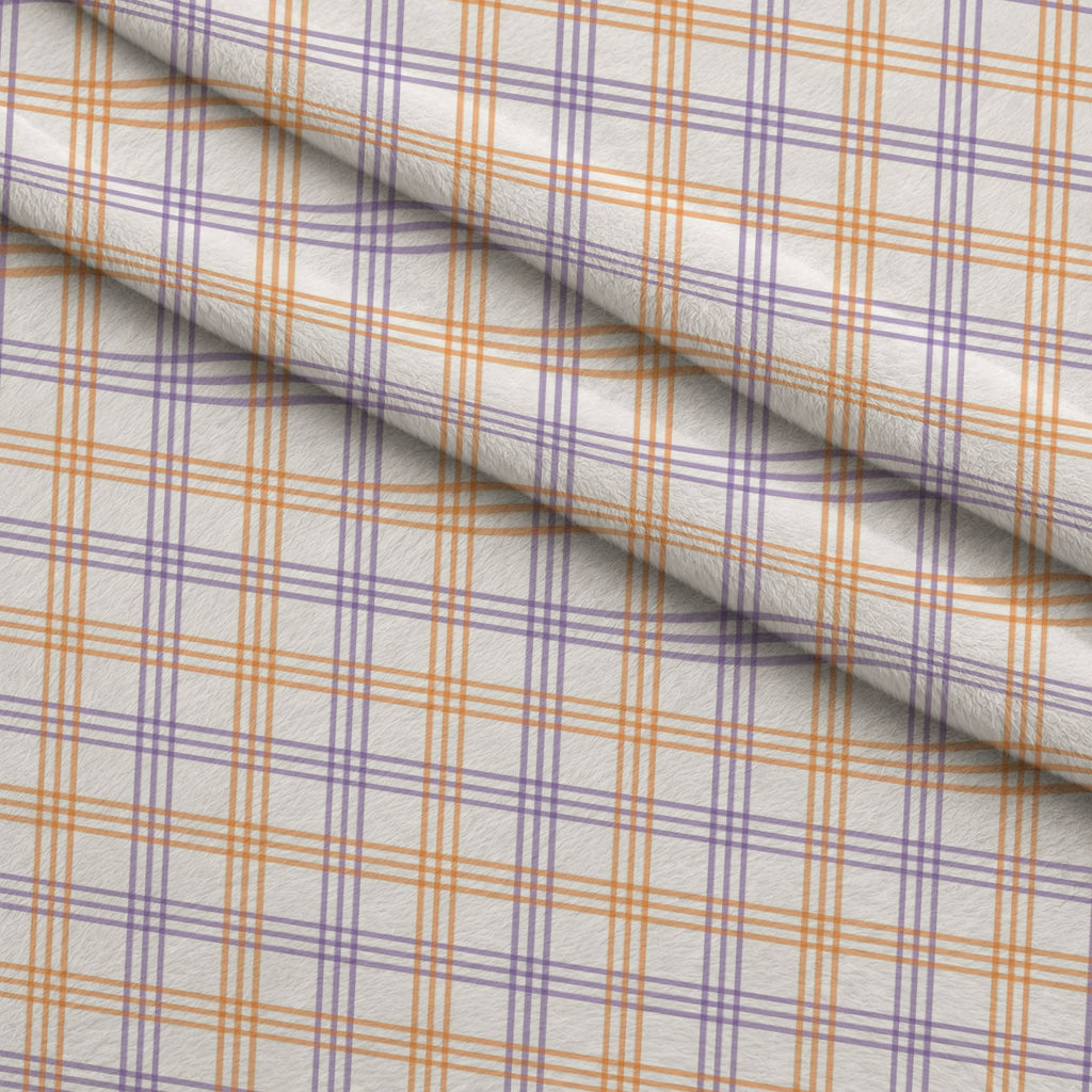 Pumpkin Gingham Pattern 11 Fleece Fabric — fleece fabric folded close-up preview (mv-fleece-v1:lying)