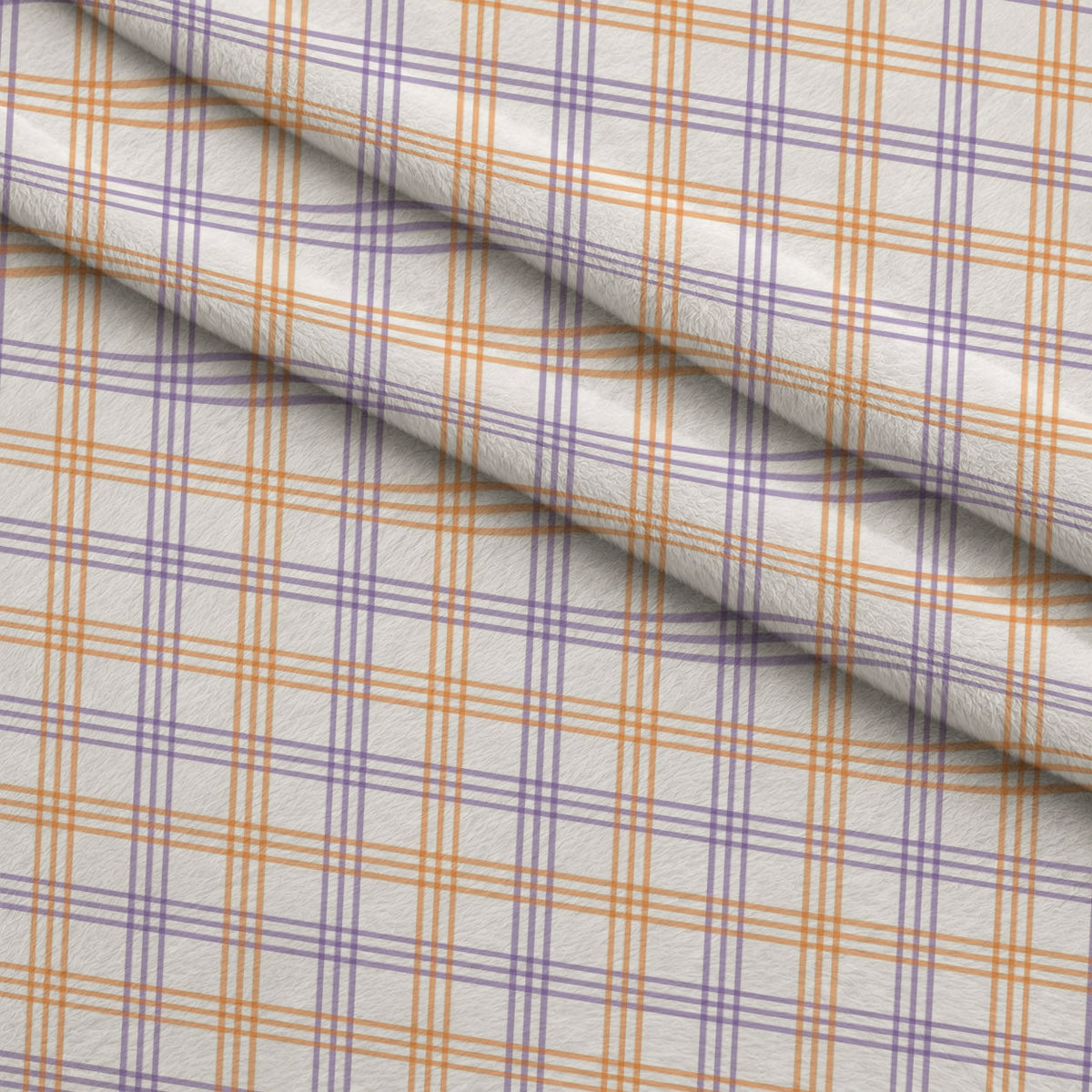Pumpkin Gingham Pattern 11 Fleece Fabric — fleece fabric folded close-up preview (mv-fleece-v1:lying)