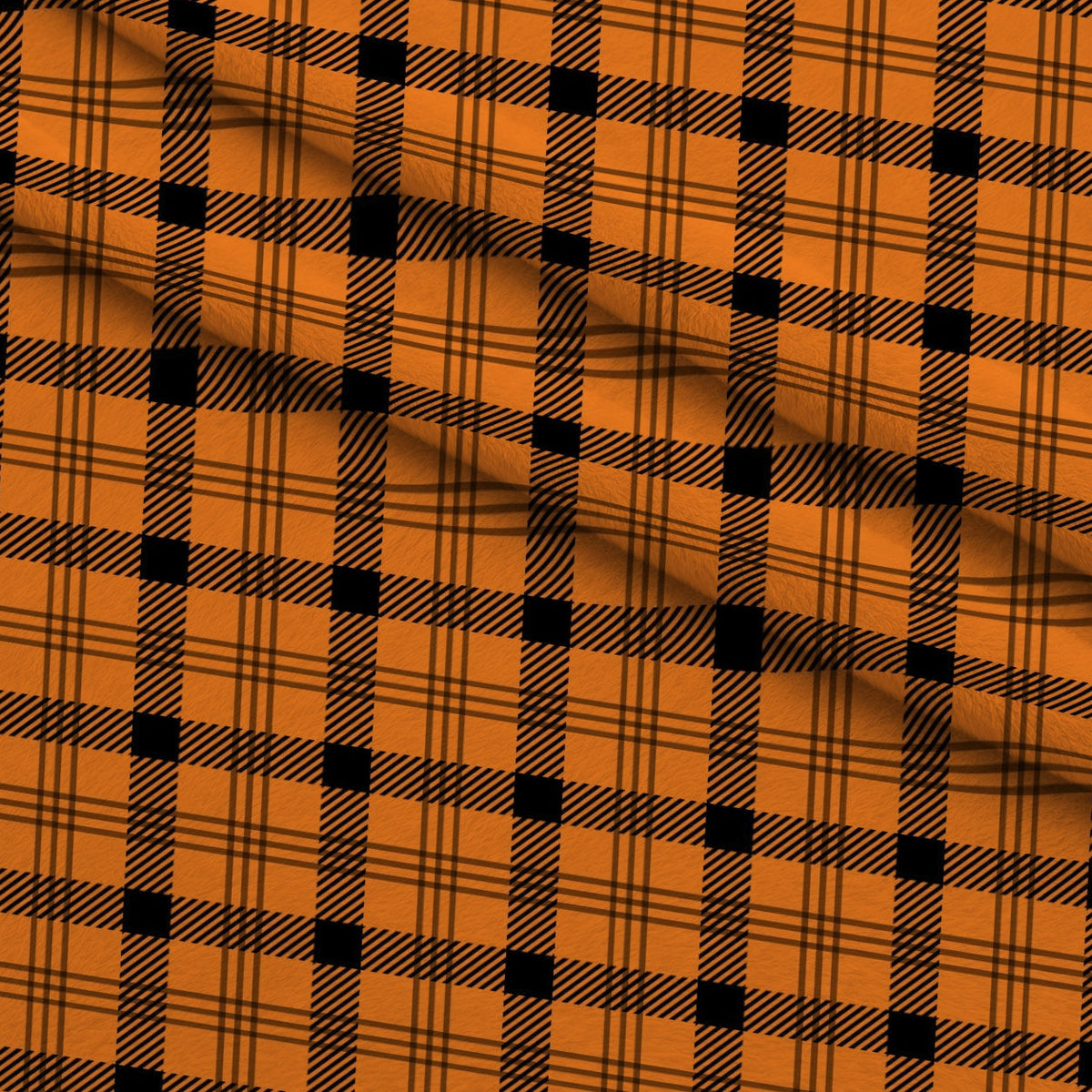Pumpkin Gingham Pattern 12 Fleece Fabric — fleece fabric folded close-up preview (mv-fleece-v1:lying)
