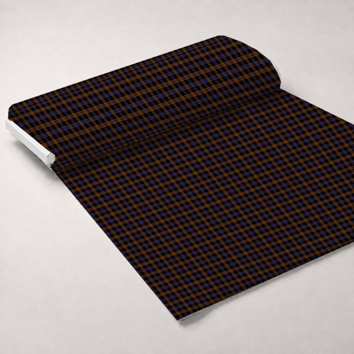 Pumpkin Gingham Pattern 13 Fleece Fabric — fleece fabric unrolled bolt preview (mv-fleece-v1:bolt)