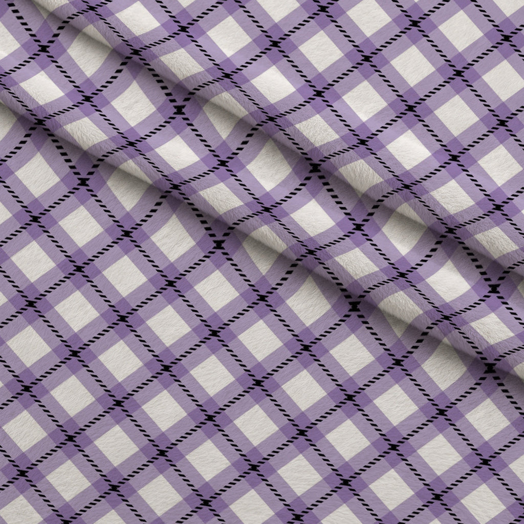 Pumpkin Gingham Pattern 14 Fleece Fabric — fleece fabric folded close-up preview (mv-fleece-v1:lying)