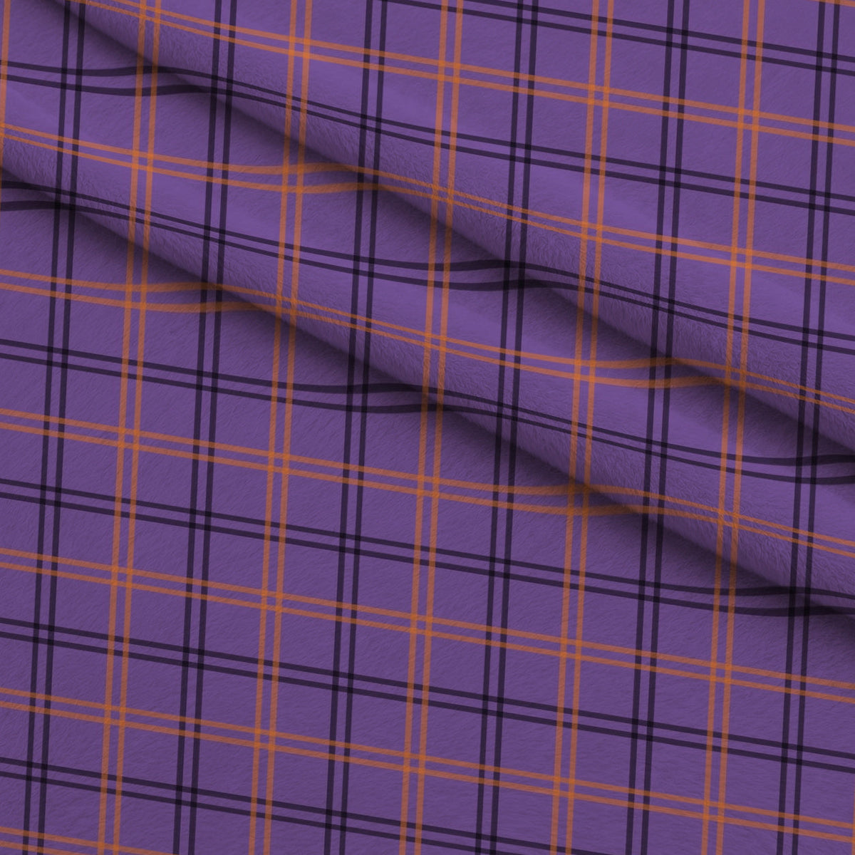 Pumpkin Gingham Pattern 16 Fleece Fabric — fleece fabric folded close-up preview (mv-fleece-v1:lying)