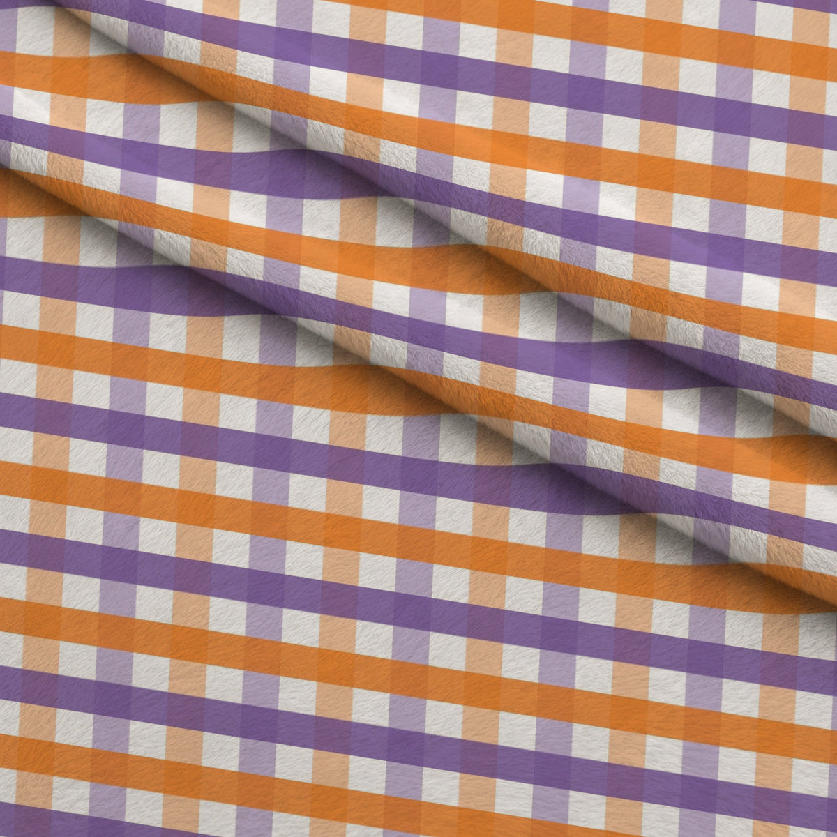 Pumpkin Gingham Pattern 18 Fleece Fabric — fleece fabric folded close-up preview (mv-fleece-v1:lying)