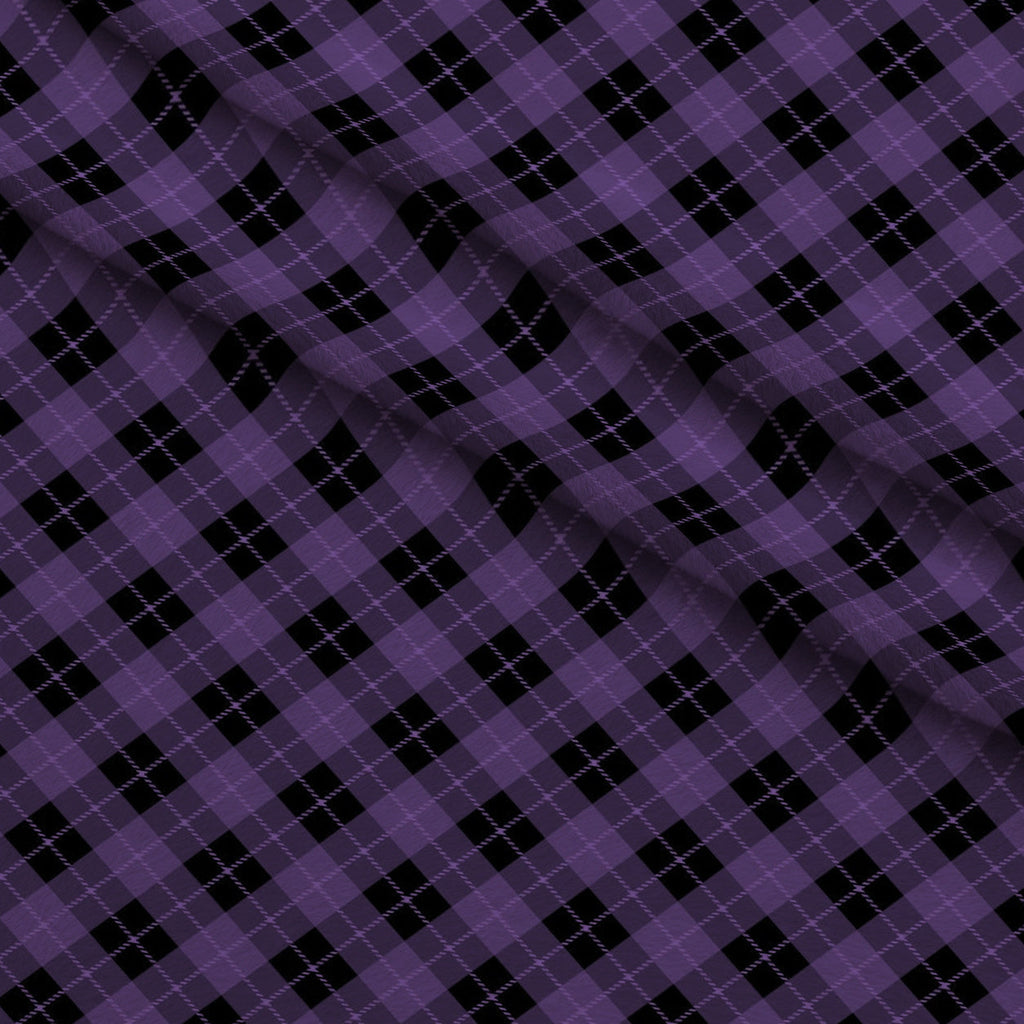 Pumpkin Gingham Pattern 19 Fleece Fabric — fleece fabric folded close-up preview (mv-fleece-v1:lying)