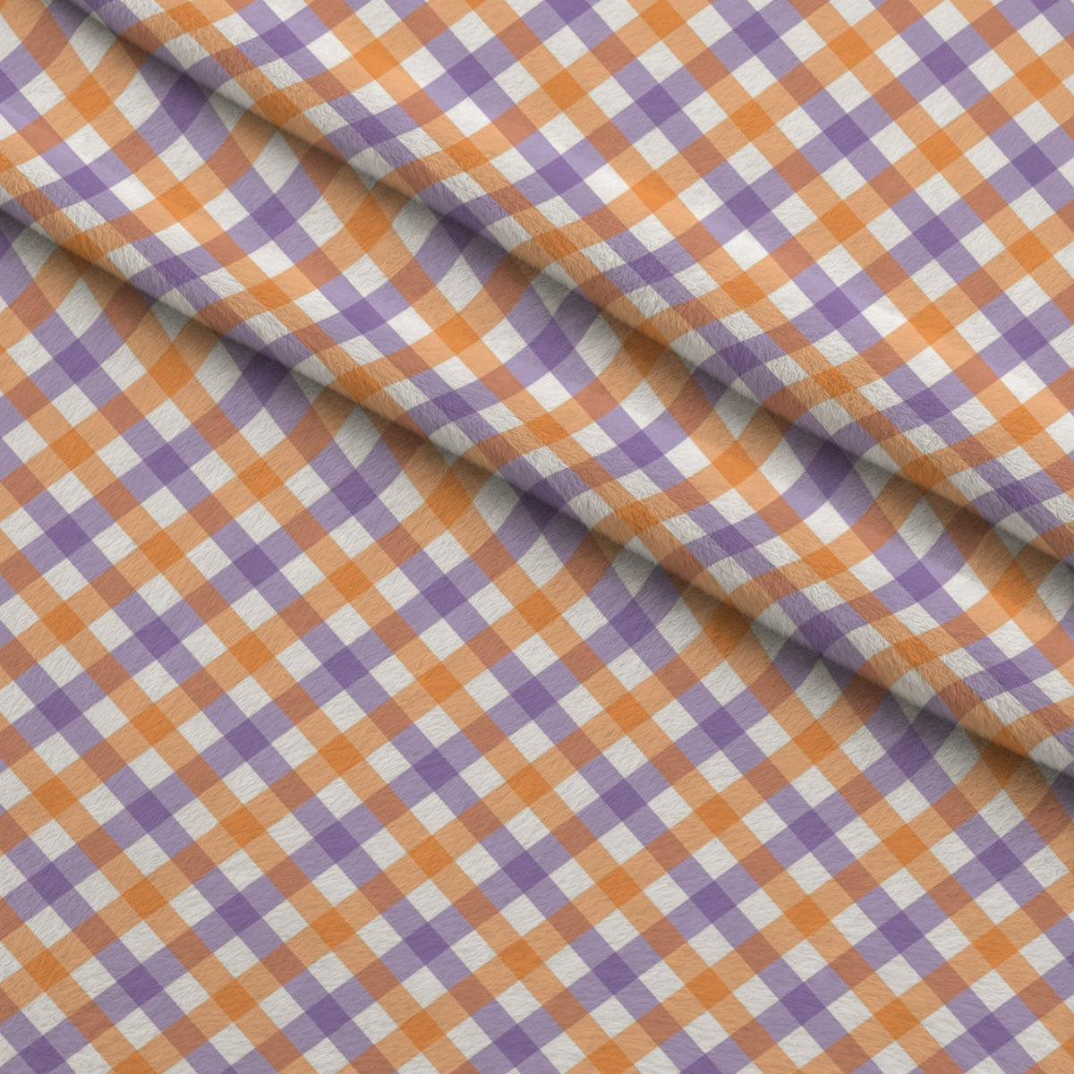 Pumpkin Gingham Pattern 2 Fleece Fabric — fleece fabric folded close-up preview (mv-fleece-v1:lying)