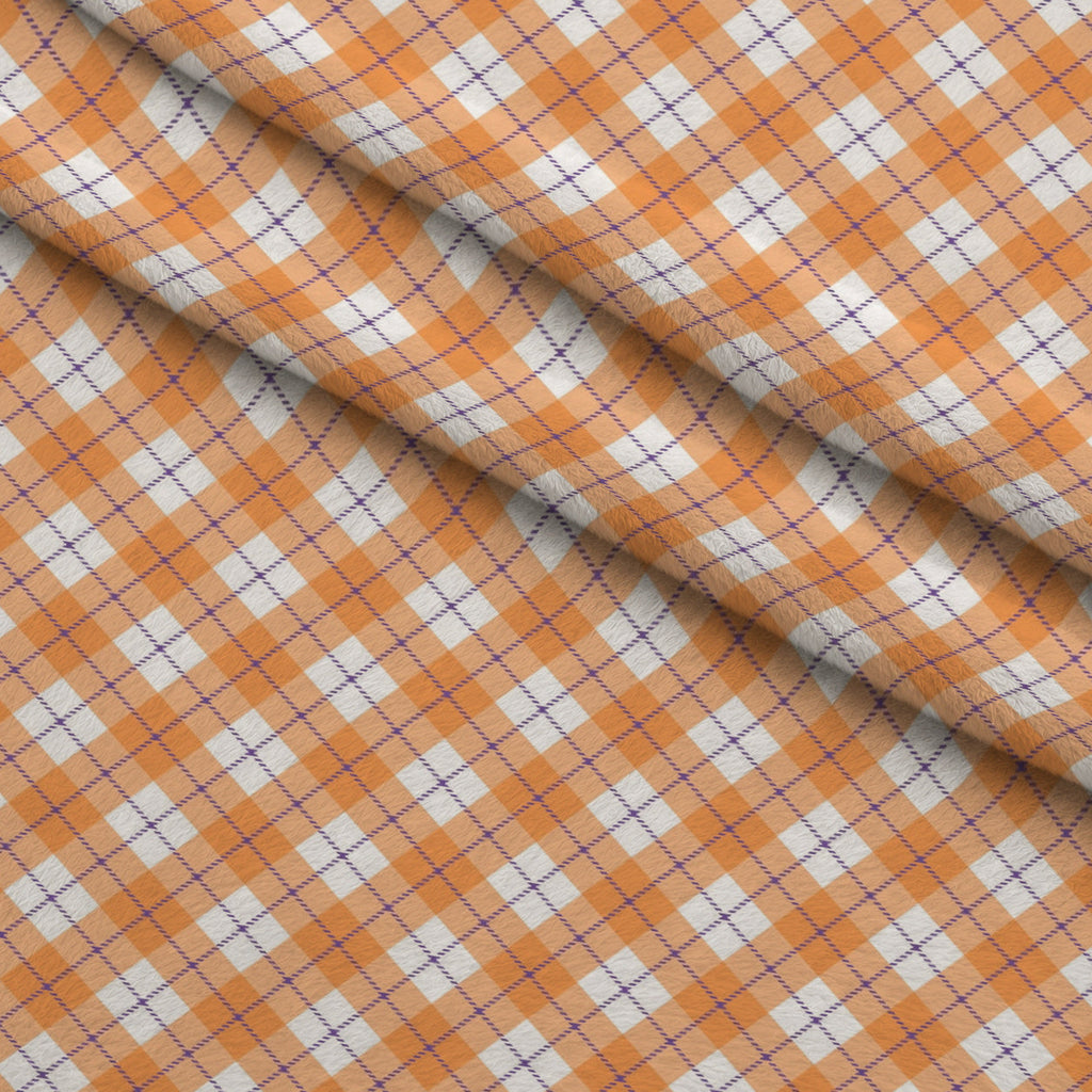 Pumpkin Gingham Pattern 20 Fleece Fabric — fleece fabric folded close-up preview (mv-fleece-v1:lying)