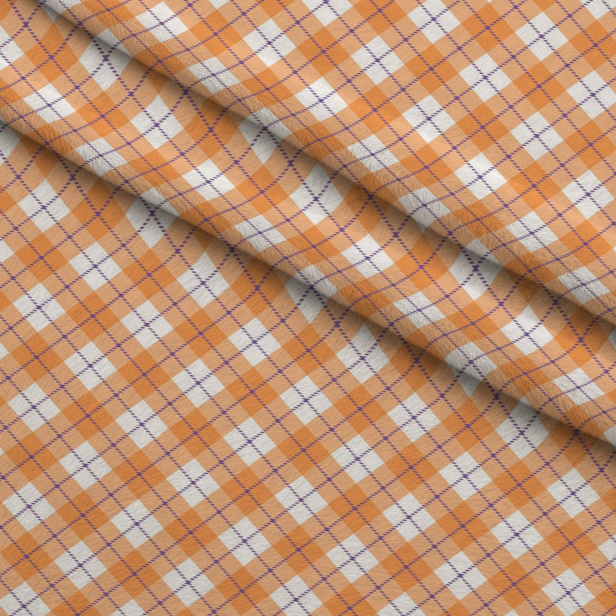 Pumpkin Gingham Pattern 20 Fleece Fabric — fleece fabric folded close-up preview (mv-fleece-v1:lying)