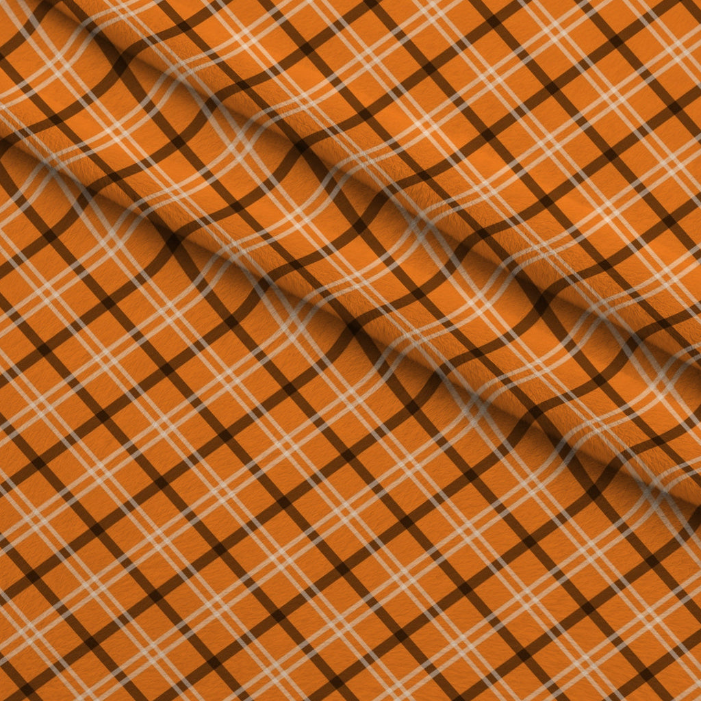Pumpkin Gingham Pattern 4 Fleece Fabric — fleece fabric folded close-up preview (mv-fleece-v1:lying)