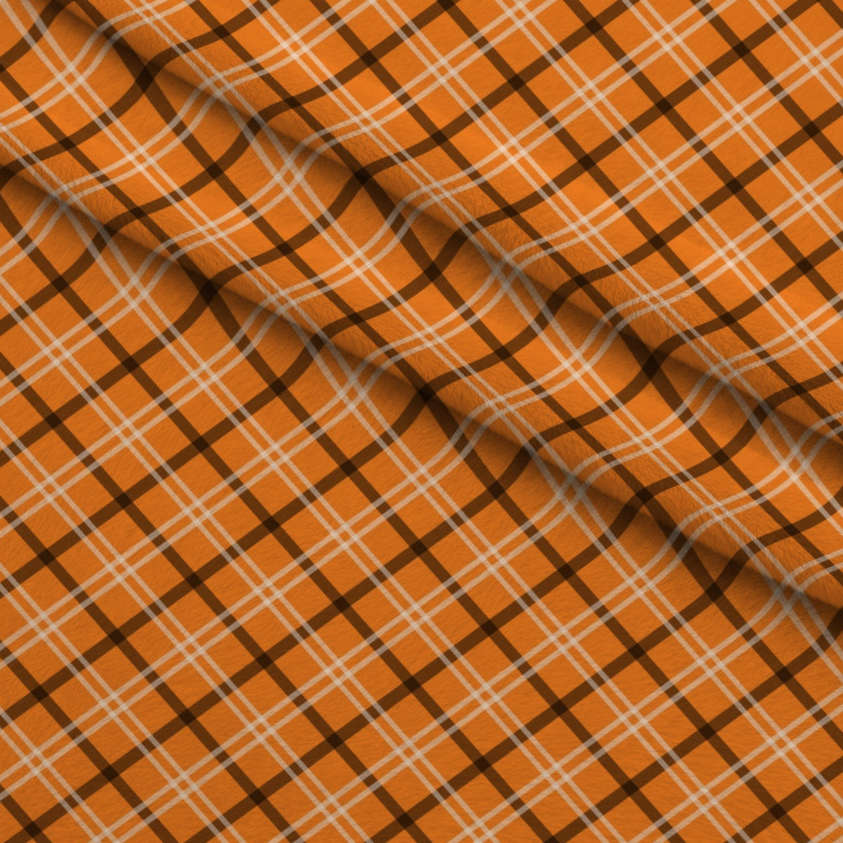 Pumpkin Gingham Pattern 4 Fleece Fabric — fleece fabric folded close-up preview (mv-fleece-v1:lying)