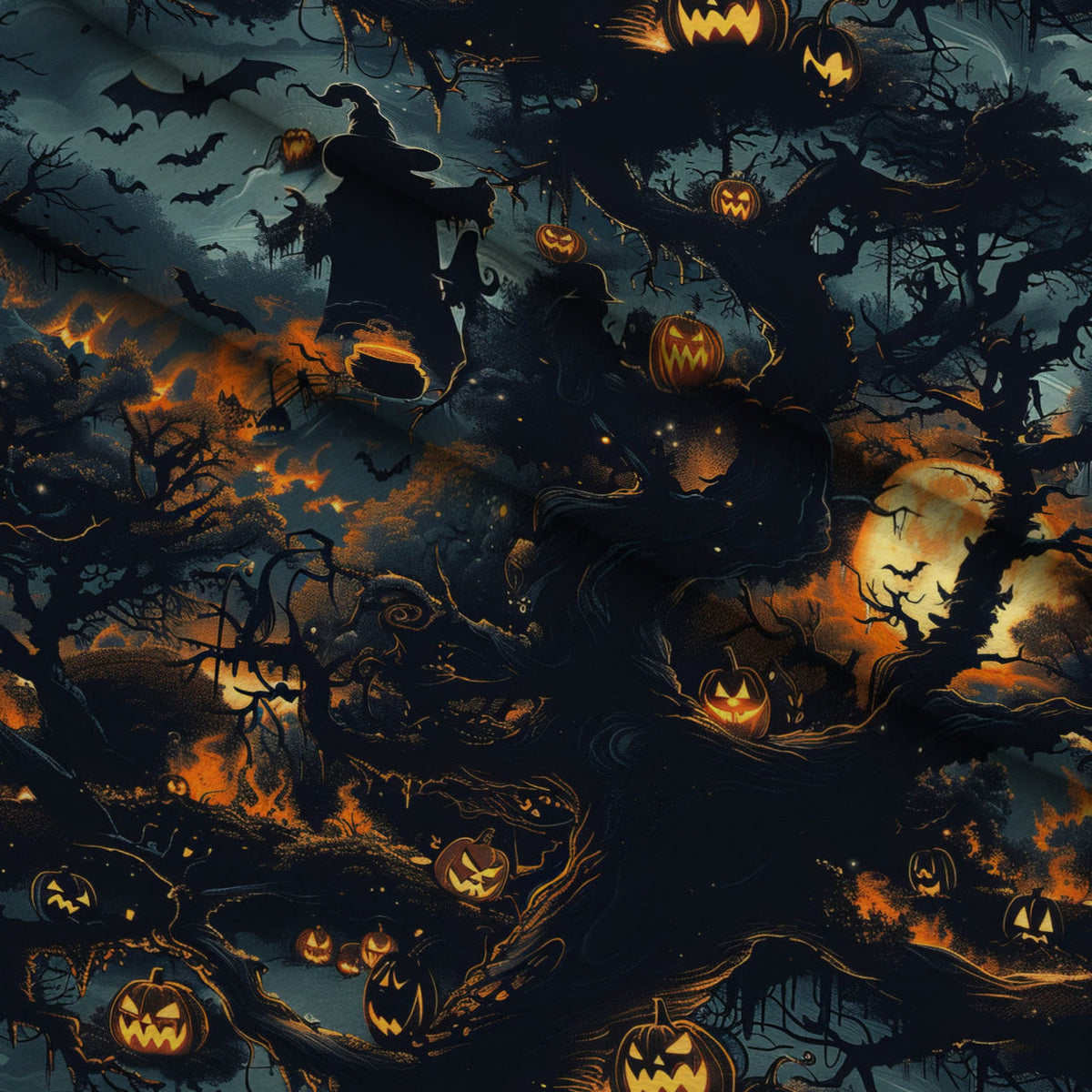 Pumpkin Hollow Pattern 12 Fleece Fabric — fleece fabric folded close-up preview (mv-fleece-v1:lying)