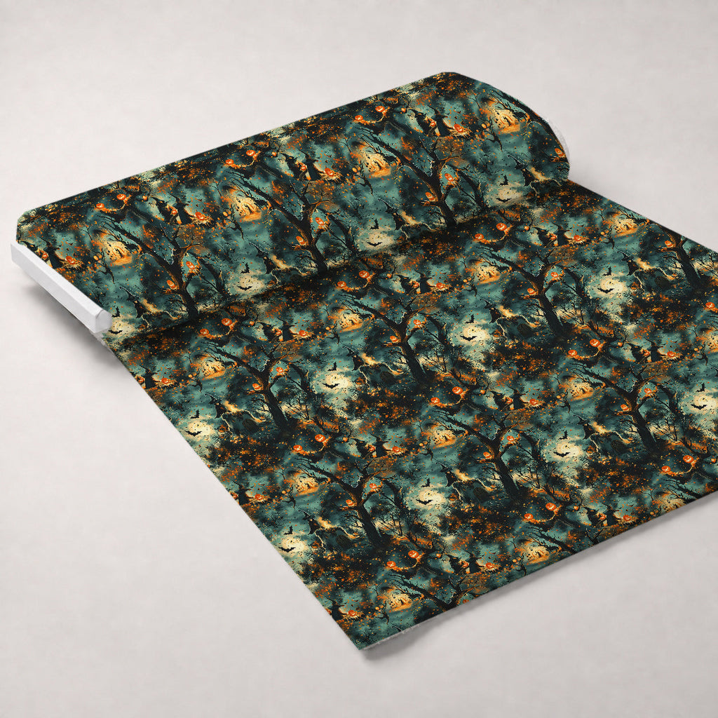 Pumpkin Hollow Pattern 14 Fleece Fabric — fleece fabric unrolled bolt preview (mv-fleece-v1:bolt)
