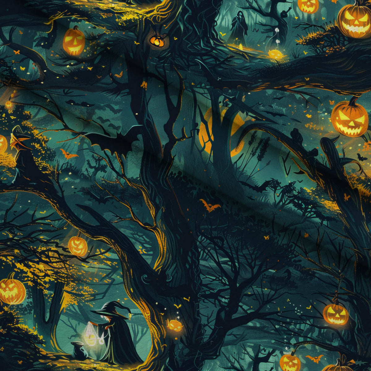 Pumpkin Hollow Pattern 15 Fleece Fabric — fleece fabric folded close-up preview (mv-fleece-v1:lying)