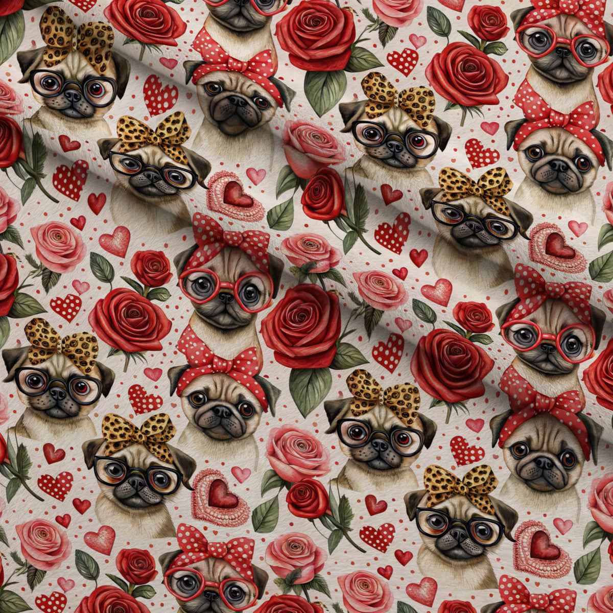 Puppy Love Pattern 1 Fleece Fabric — fleece fabric folded close-up preview (mv-fleece-v1:lying)