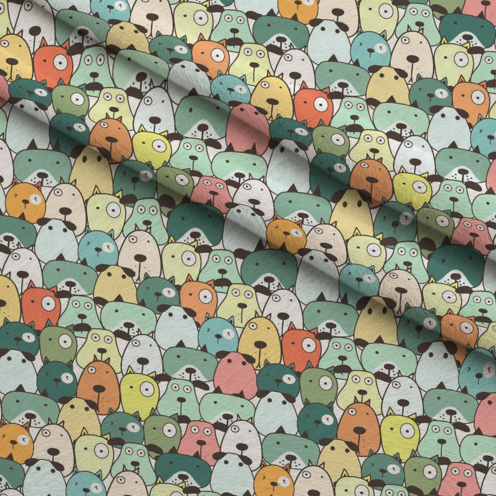 Puppy Pile Pattern 11 Fleece Fabric — fleece fabric folded close-up preview (mv-fleece-v1:lying)