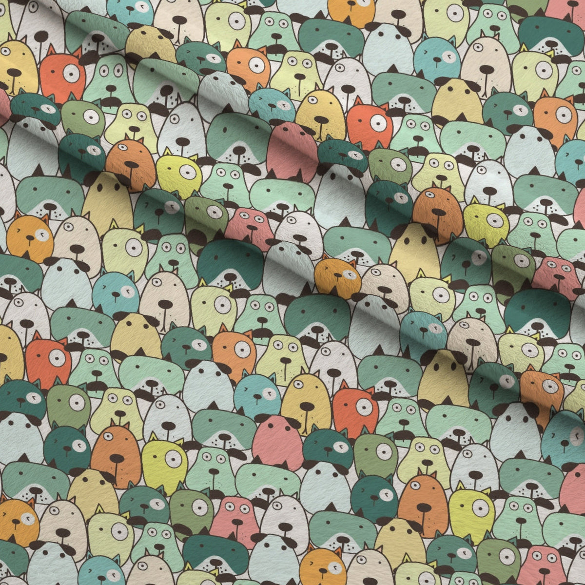 Puppy Pile Pattern 11 Fleece Fabric — fleece fabric folded close-up preview (mv-fleece-v1:lying)