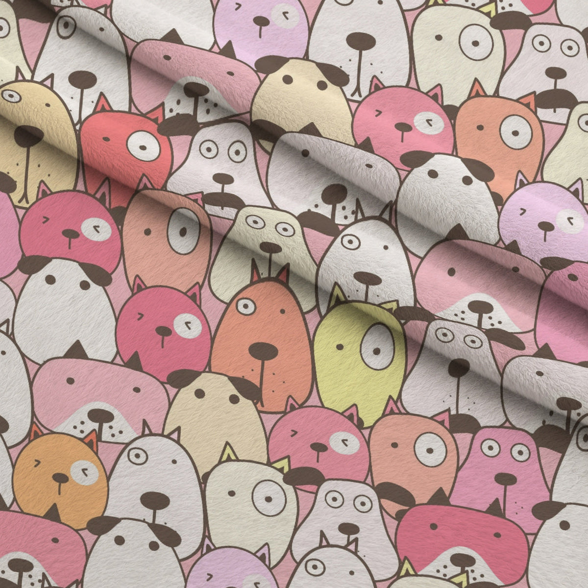 Puppy Pile Pattern 12 Fleece Fabric — fleece fabric folded close-up preview (mv-fleece-v1:lying)