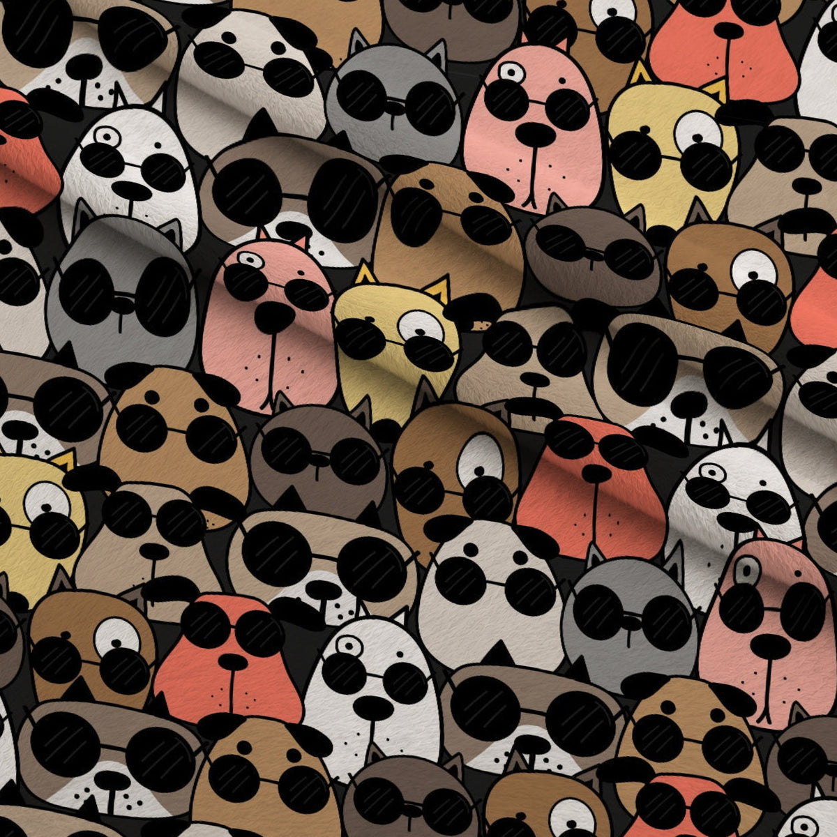 Puppy Pile Pattern 3 Fleece Fabric — fleece fabric folded close-up preview (mv-fleece-v1:lying)