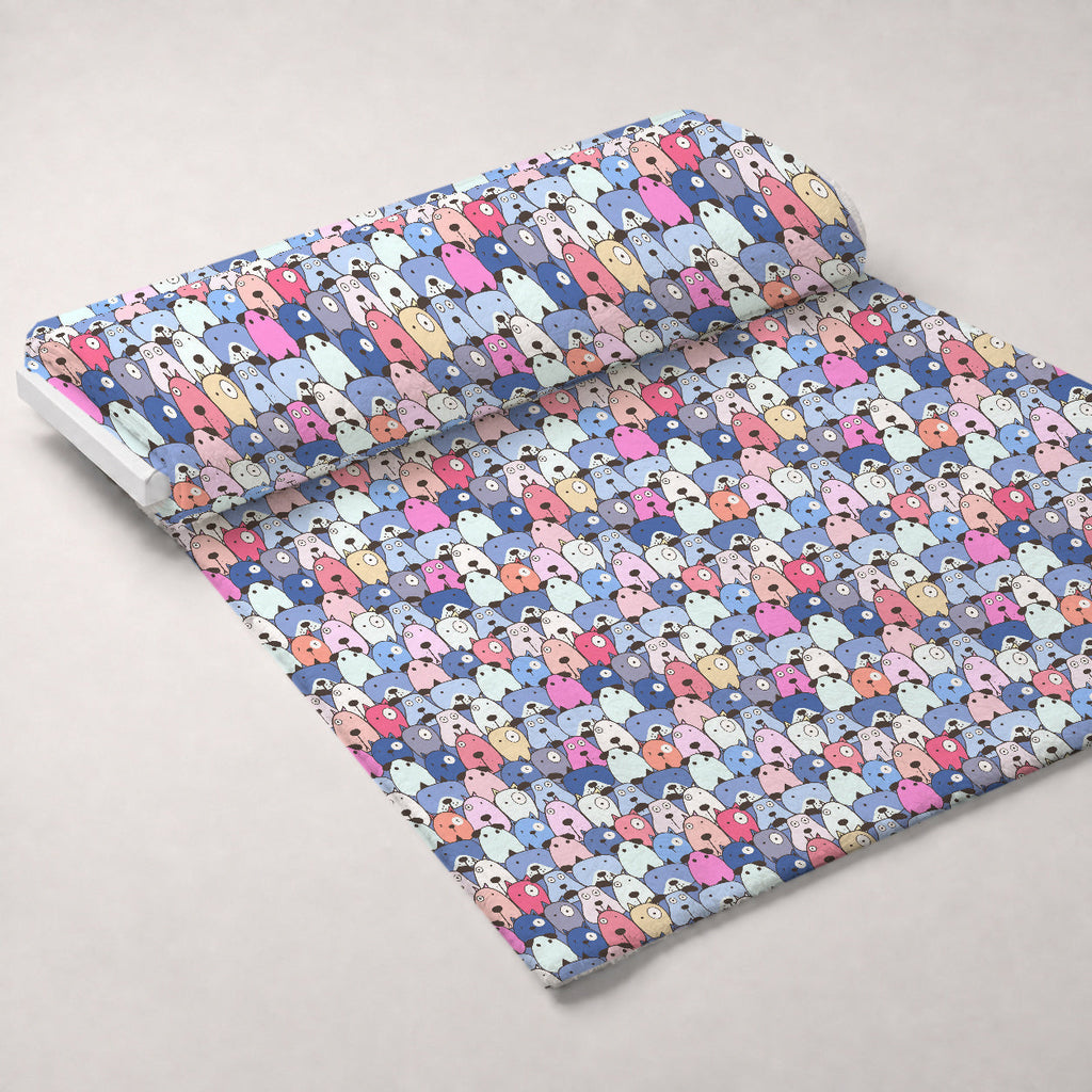 Puppy Pile Pattern 7 Fleece Fabric — fleece fabric unrolled bolt preview (mv-fleece-v1:bolt)