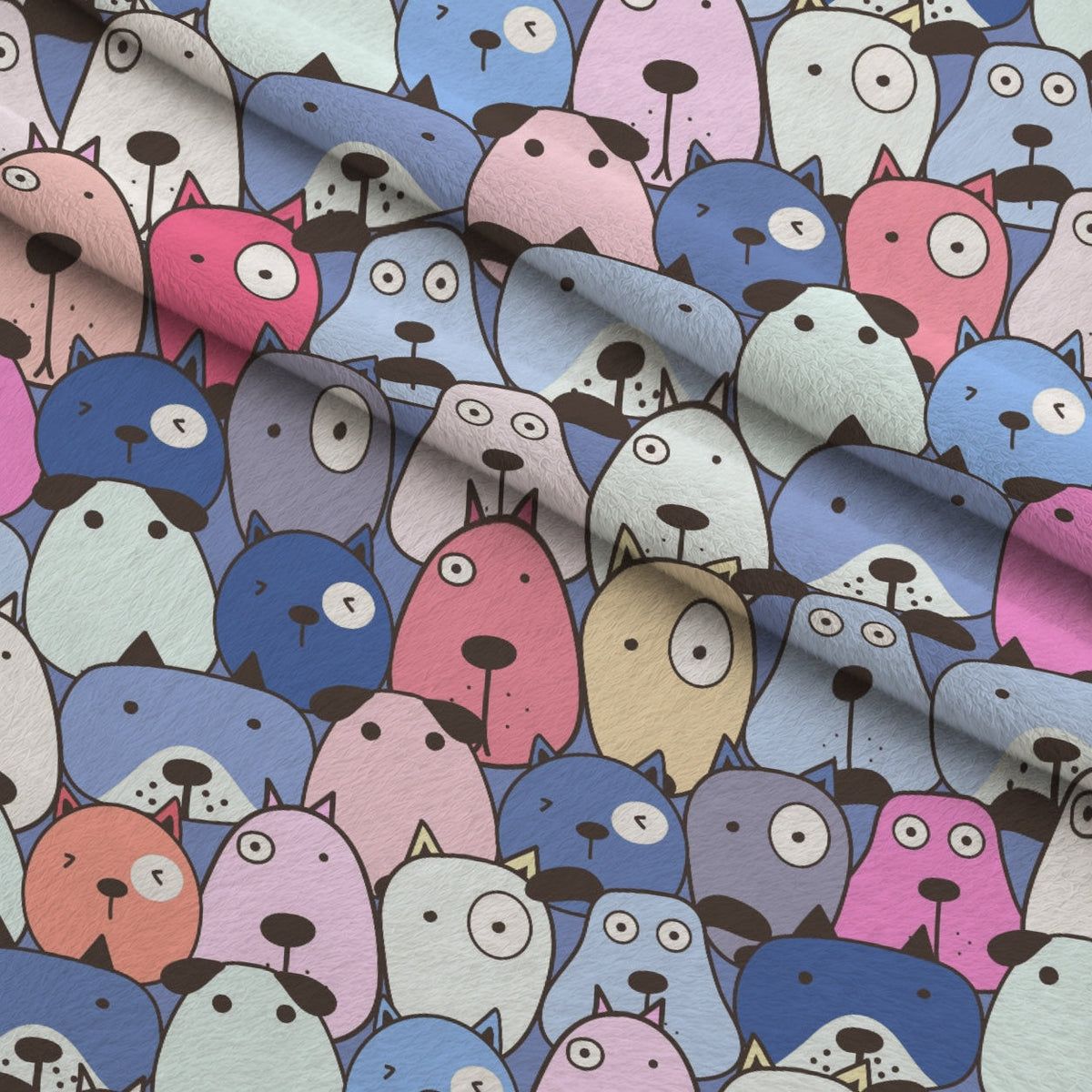 Puppy Pile Pattern 7 Fleece Fabric — fleece fabric folded close-up preview (mv-fleece-v1:lying)