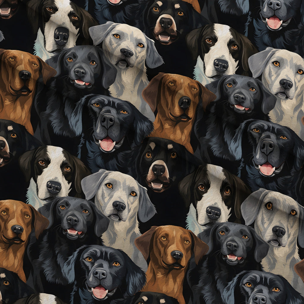 Puppy Portraits Pattern 1 Fleece Fabric — fleece fabric folded close-up preview (mv-fleece-v1:lying)