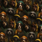 Puppy Portraits Pattern 3 Fleece Fabric — fleece fabric folded close-up preview (mv-fleece-v1:lying)