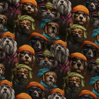 Puppy Portraits Pattern 4 Fleece Fabric — fleece fabric folded close-up preview (mv-fleece-v1:lying)