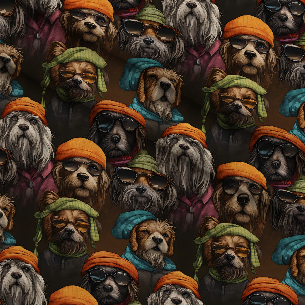 Puppy Portraits Pattern 4 Fleece Fabric — fleece fabric folded close-up preview (mv-fleece-v1:lying)