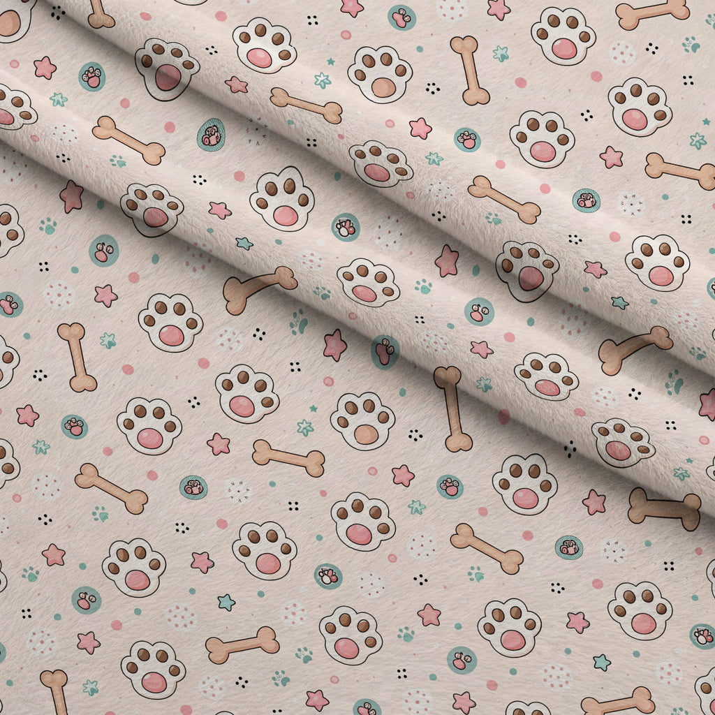 Puppy Prints Pattern 1 Fleece Fabric — fleece fabric folded close-up preview (mv-fleece-v1:lying)
