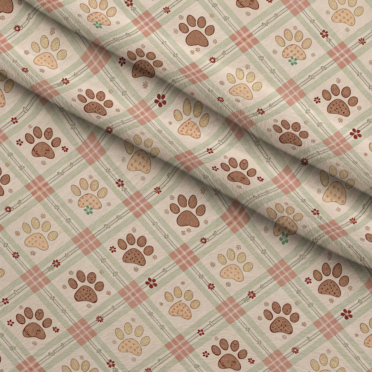 Puppy Prints Pattern 15 Fleece Fabric — fleece fabric folded close-up preview (mv-fleece-v1:lying)
