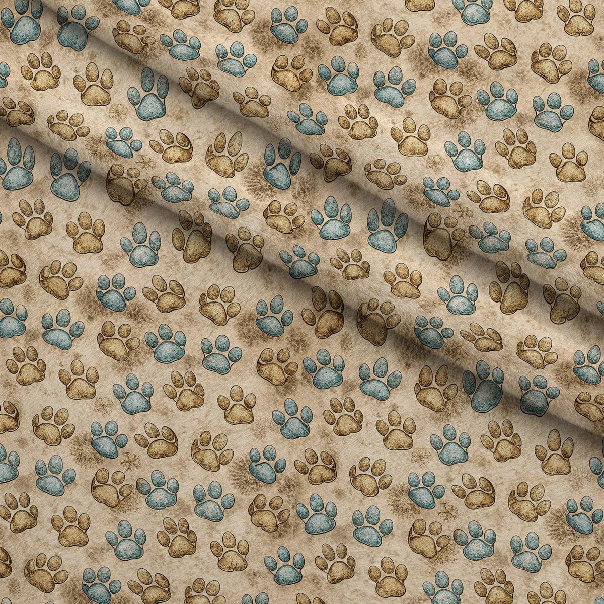 Puppy Prints Pattern 17 Fleece Fabric — fleece fabric folded close-up preview (mv-fleece-v1:lying)