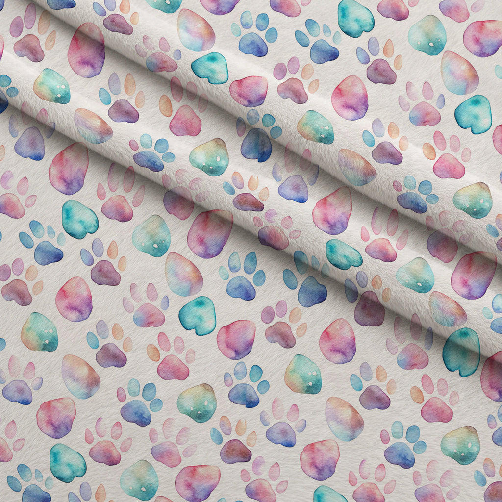Puppy Prints Pattern 18 Fleece Fabric — fleece fabric folded close-up preview (mv-fleece-v1:lying)