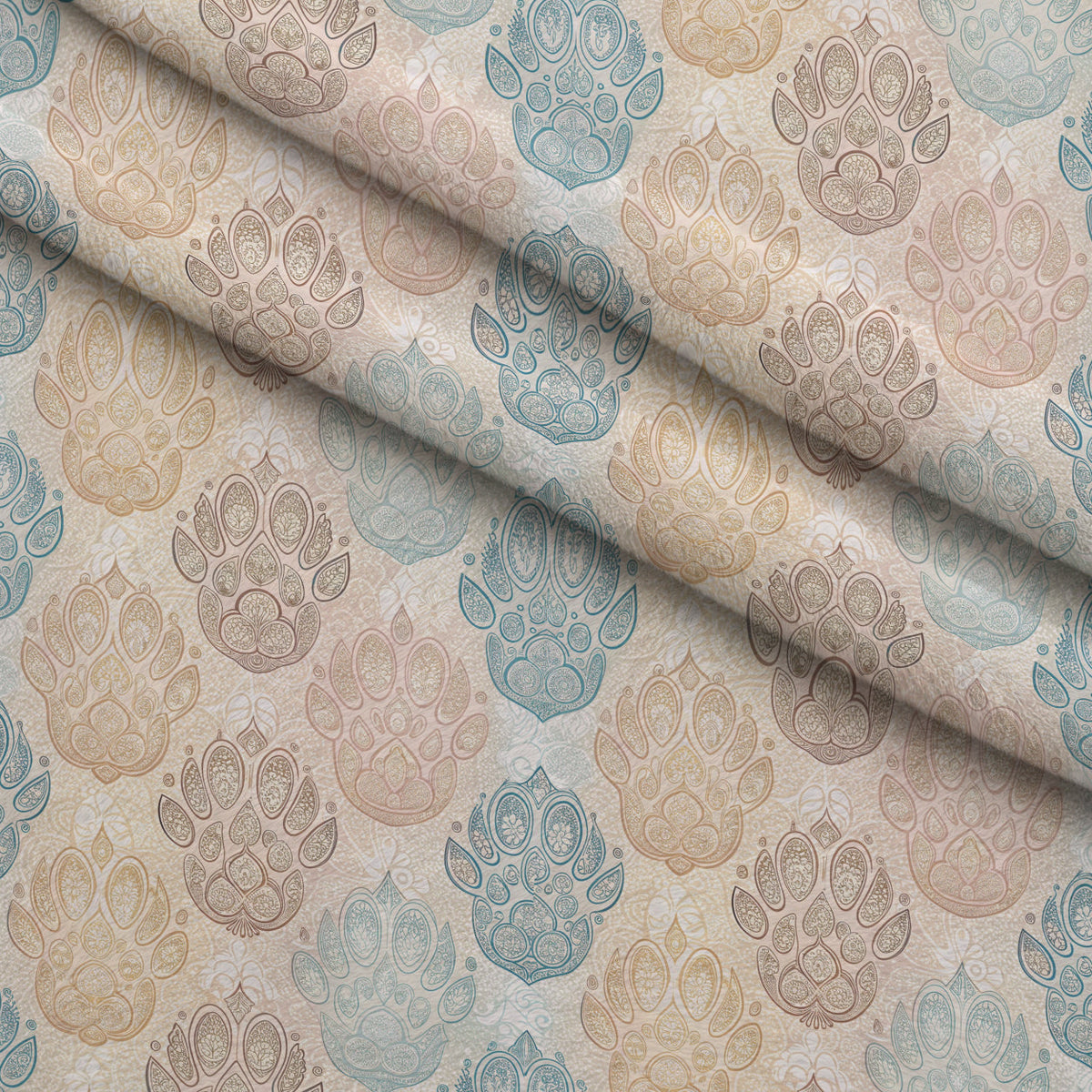 Puppy Prints Pattern 20 Fleece Fabric — fleece fabric folded close-up preview (mv-fleece-v1:lying)
