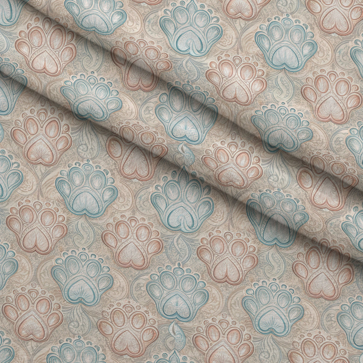 Puppy Prints Pattern 21 Fleece Fabric — fleece fabric folded close-up preview (mv-fleece-v1:lying)