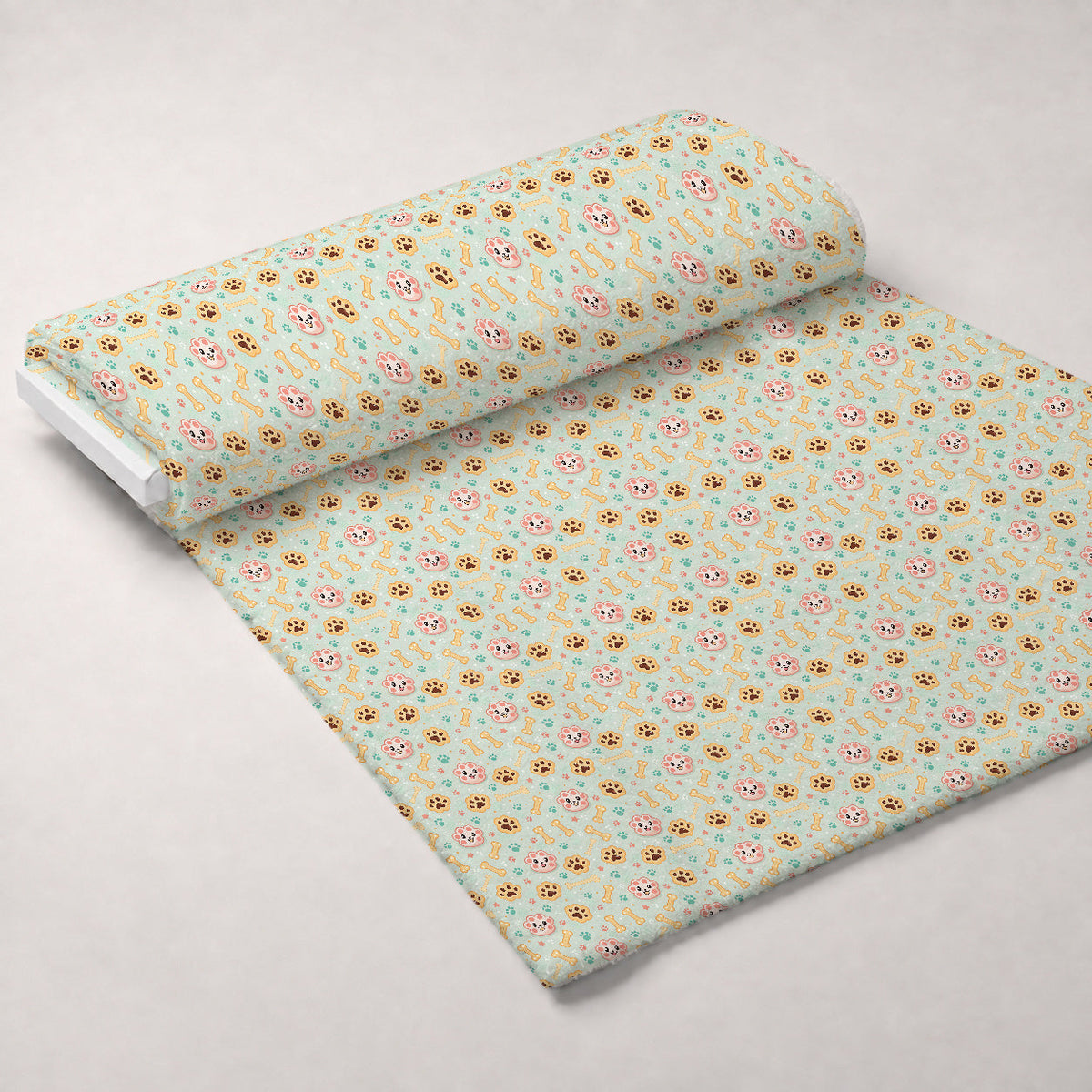 Puppy Prints Pattern 22 Fleece Fabric — fleece fabric unrolled bolt preview (mv-fleece-v1:bolt)