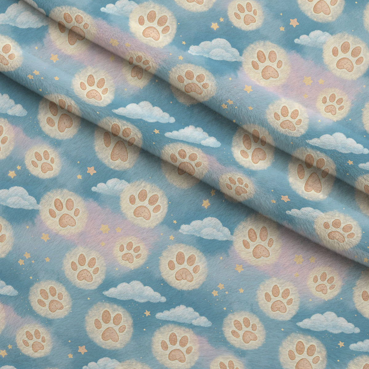 Puppy Prints Pattern 24 Fleece Fabric — fleece fabric folded close-up preview (mv-fleece-v1:lying)