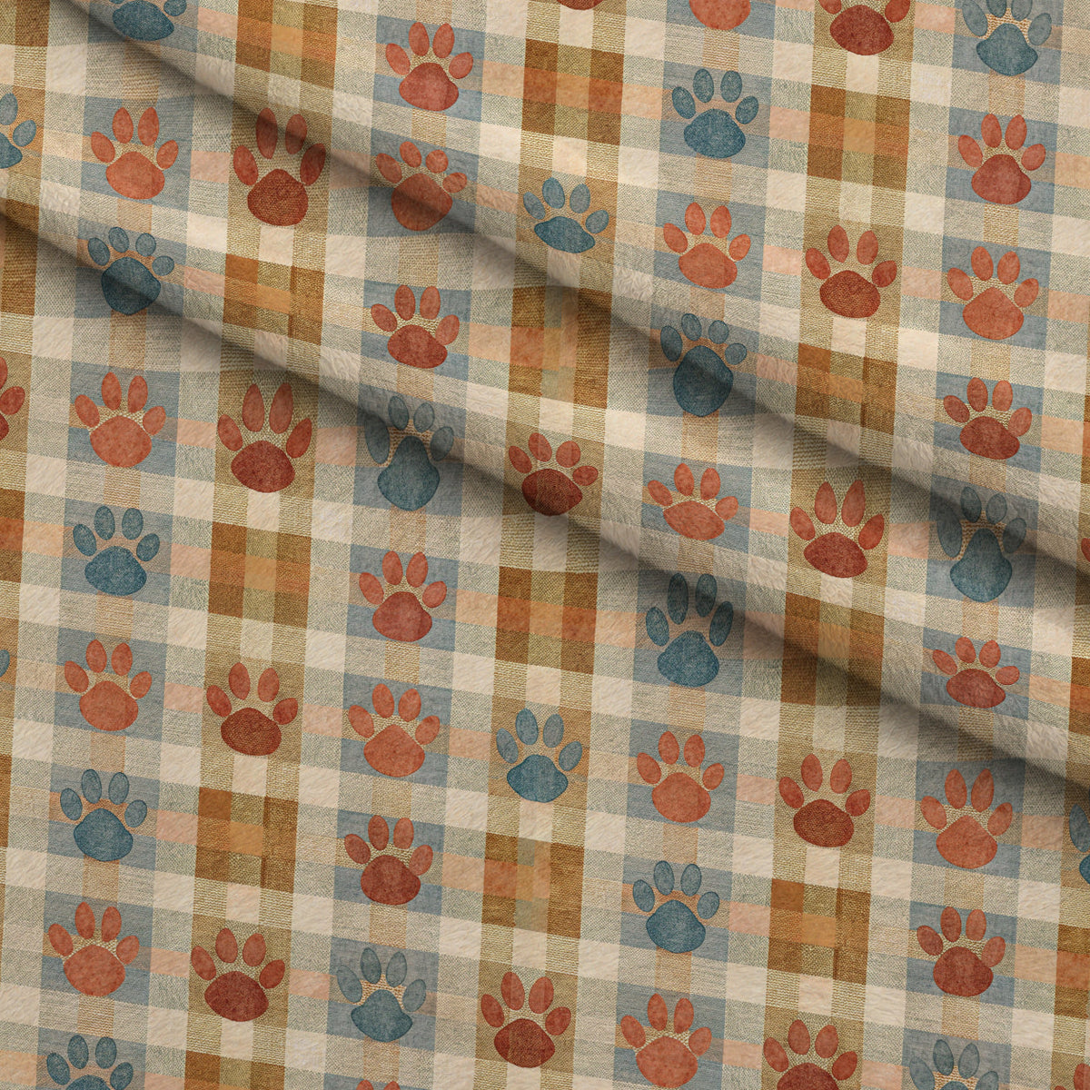 Puppy Prints Pattern 26 Fleece Fabric — fleece fabric folded close-up preview (mv-fleece-v1:lying)