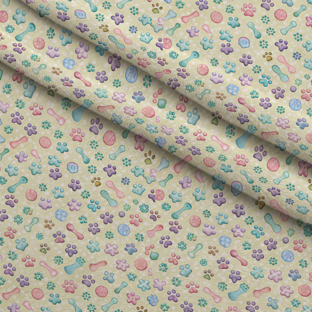 Puppy Prints Pattern 5 Fleece Fabric — fleece fabric folded close-up preview (mv-fleece-v1:lying)