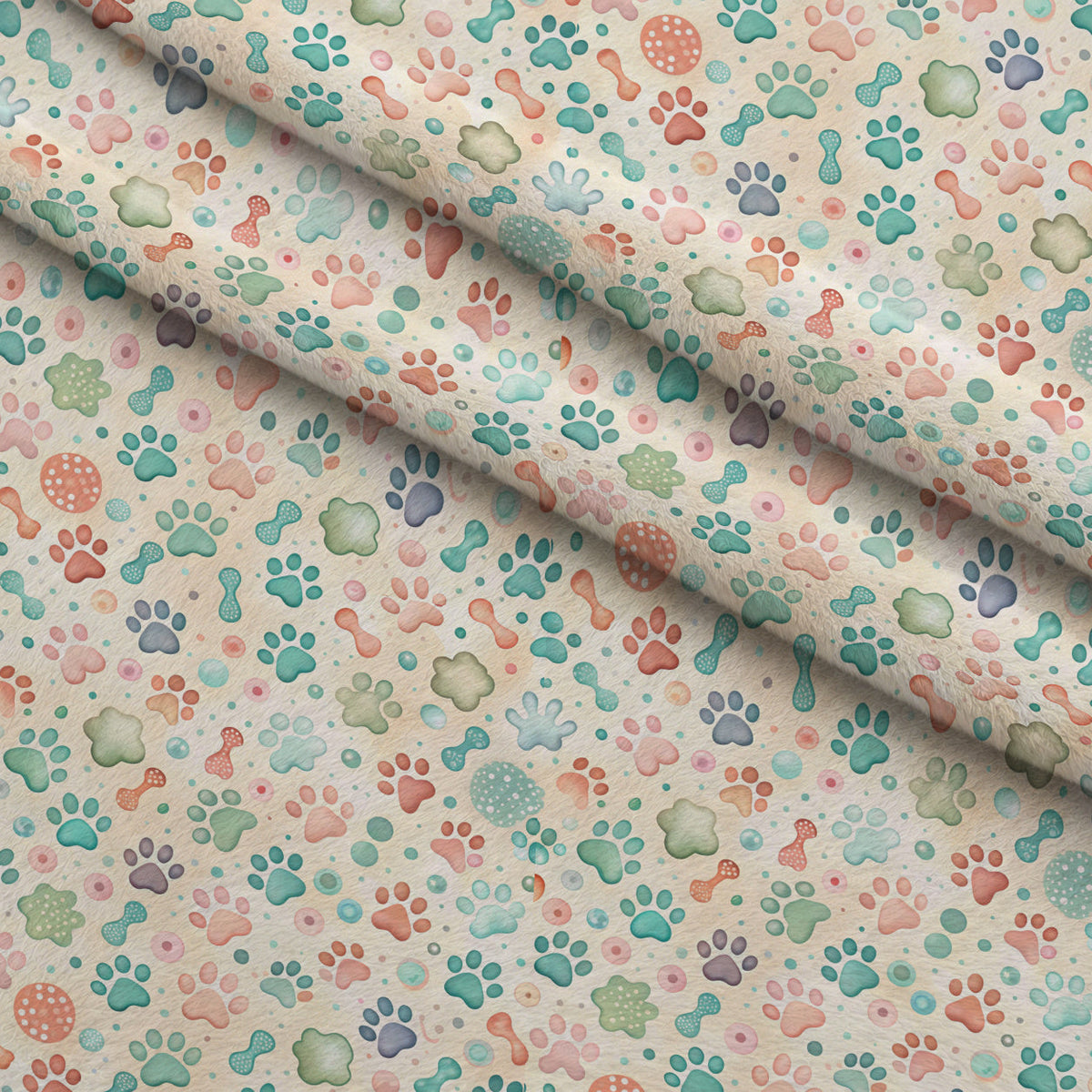 Puppy Prints Pattern 5 Fleece Fabric — fleece fabric folded close-up preview (mv-fleece-v1:lying)