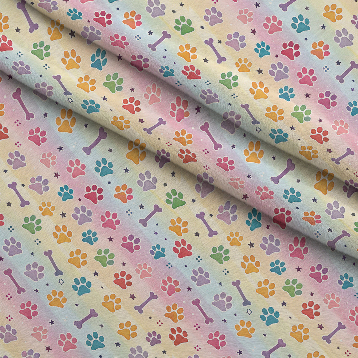 Puppy Prints Pattern 7 Fleece Fabric — fleece fabric folded close-up preview (mv-fleece-v1:lying)